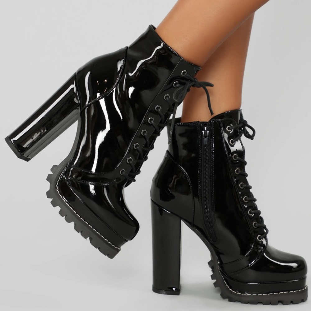 Fashion nova faux leather boots